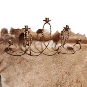 Vintage 1940s Gold Gild Metal Wall-Mounted 5-Arm Candle Holder MCM Glam Regency